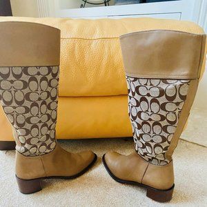Coach Knee High Monogram Carole Riding Boots